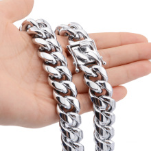 8mm-18mm Cadenas Silver Hip Hop Necklace Factory Stainless Steel Jewelry Cuban Chain